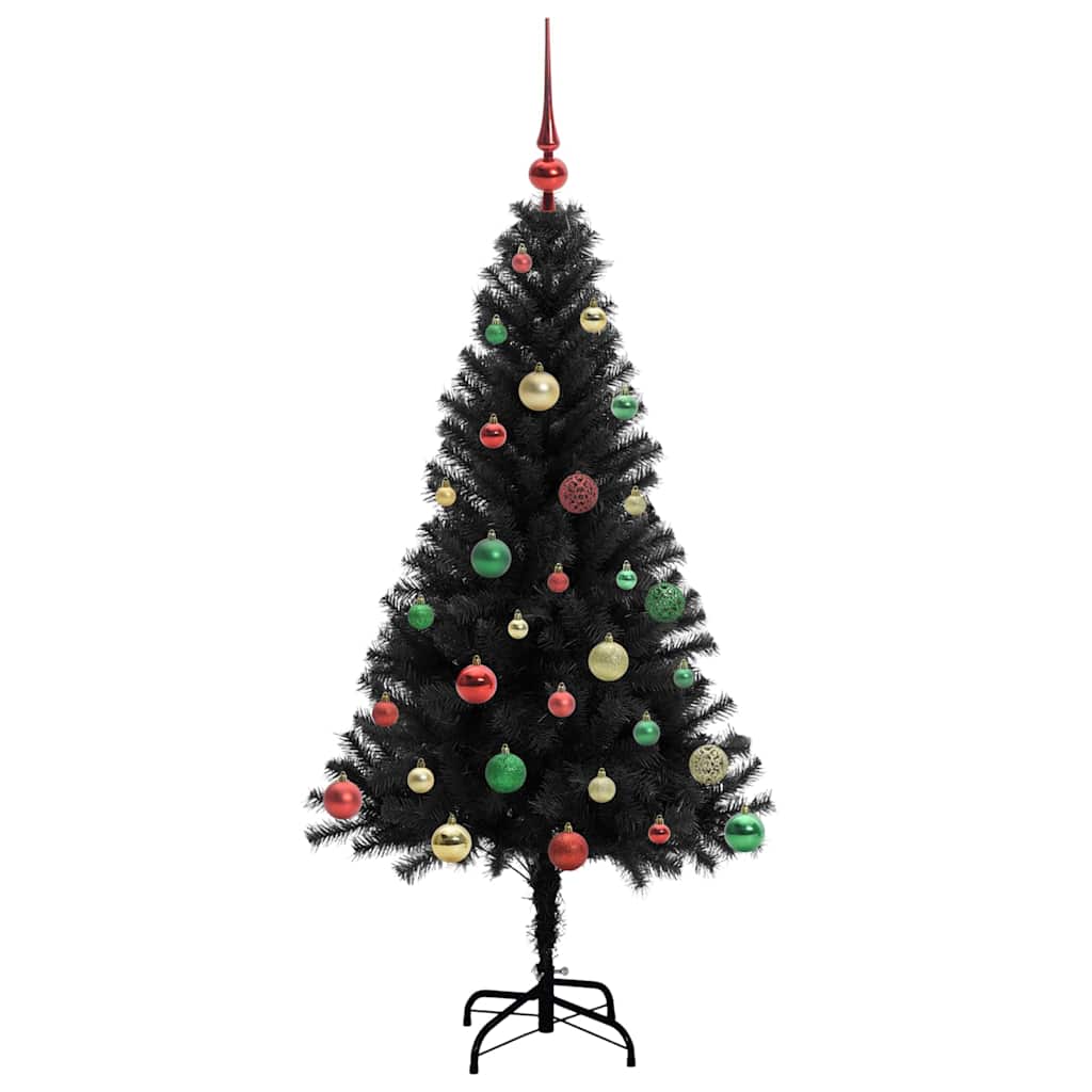 Božićno drvce s 150 LED svjetlima s stalakom Crna 150 cm PVC