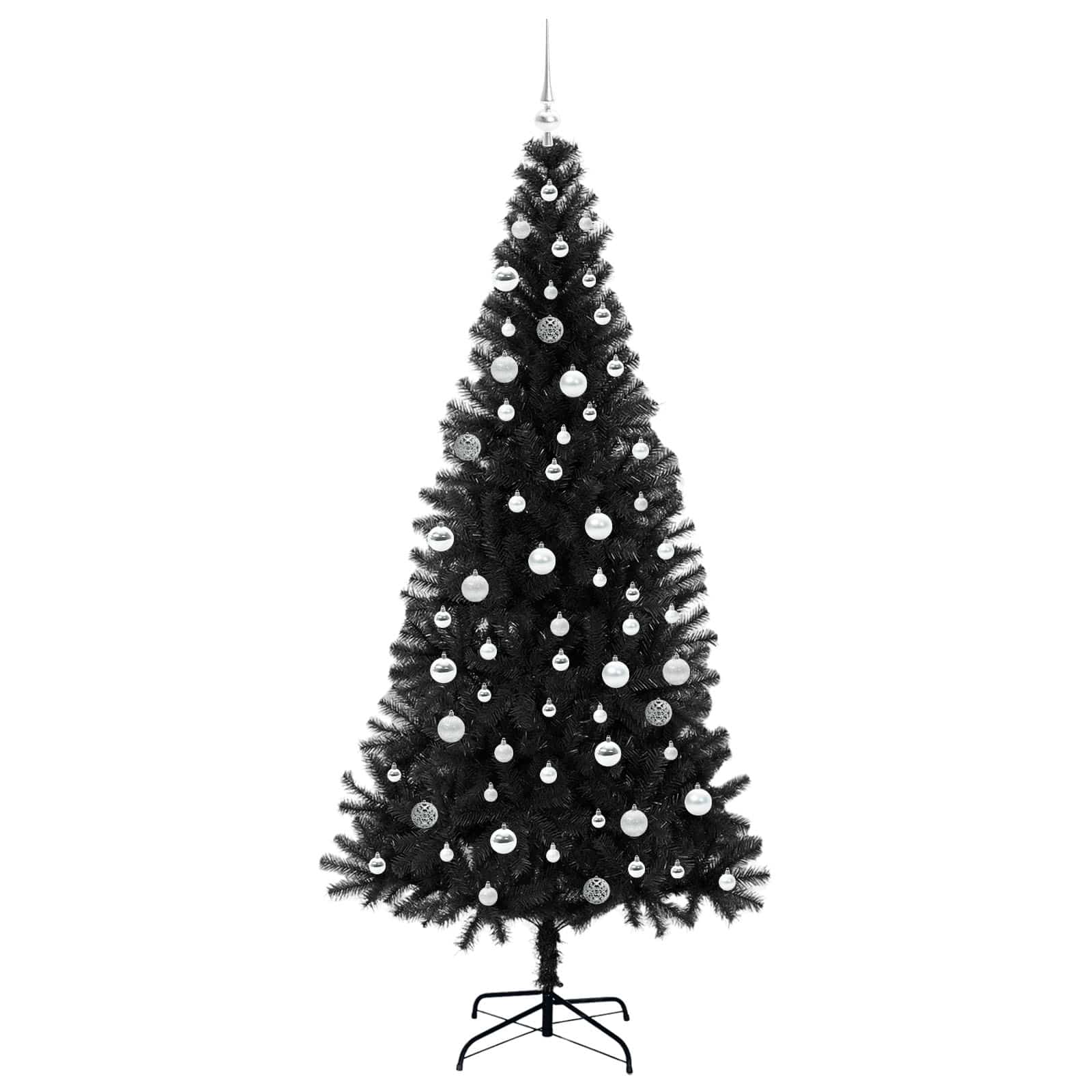 Božićno drvce s 300 LED svjetlima s stalakom Crna 210 cm PVC