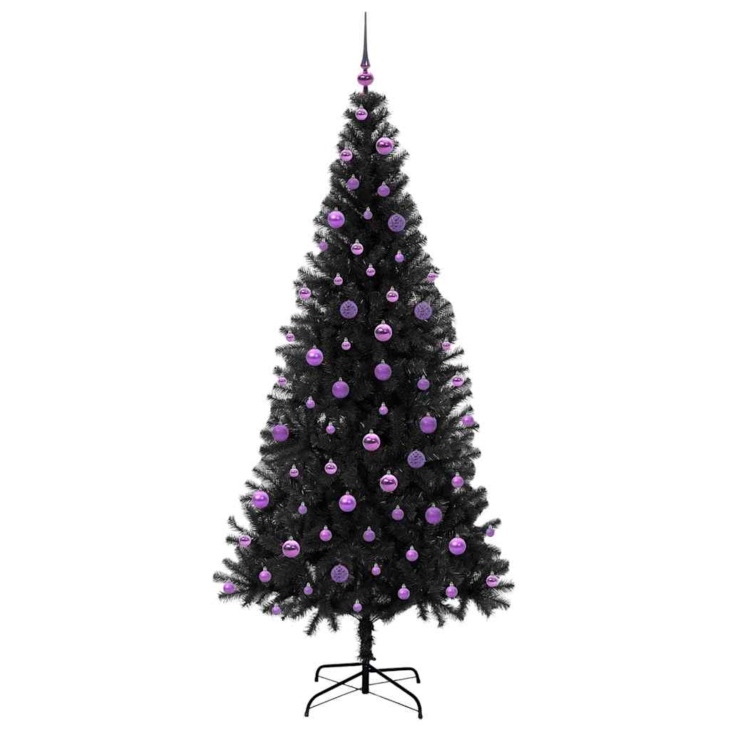 Božićno drvce s 300 LED svjetlima s stalakom Crna 210 cm PVC