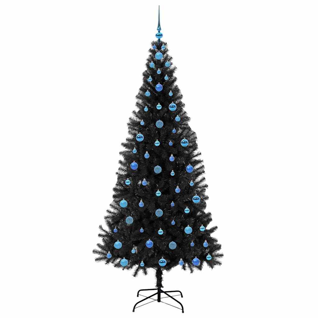 Božićno drvce s 300 LED svjetlima s stalakom Crna 210 cm PVC