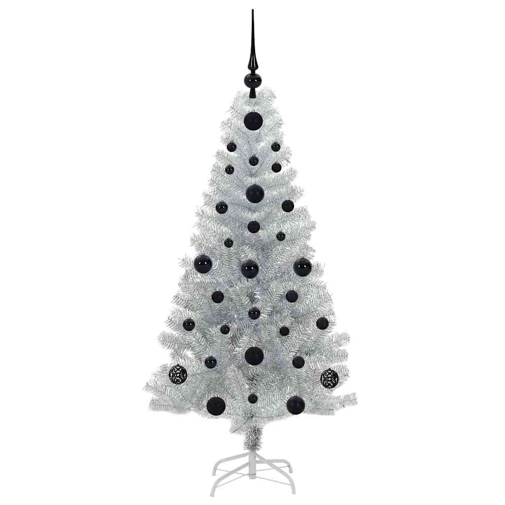 Božićno drvce s 150 LED svjetlima s stalakom Srebrno 120 cm PET