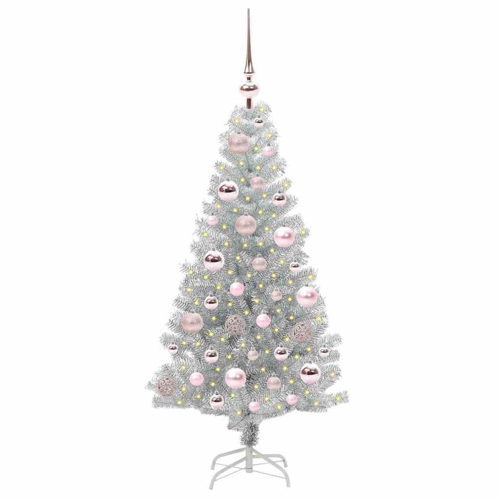 Božićno drvce s 150 LED svjetlima s stalakom Srebrno 120 cm PET