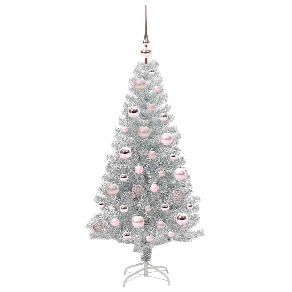 Božićno drvce s 150 LED svjetlima s stalakom Srebrno 120 cm PET