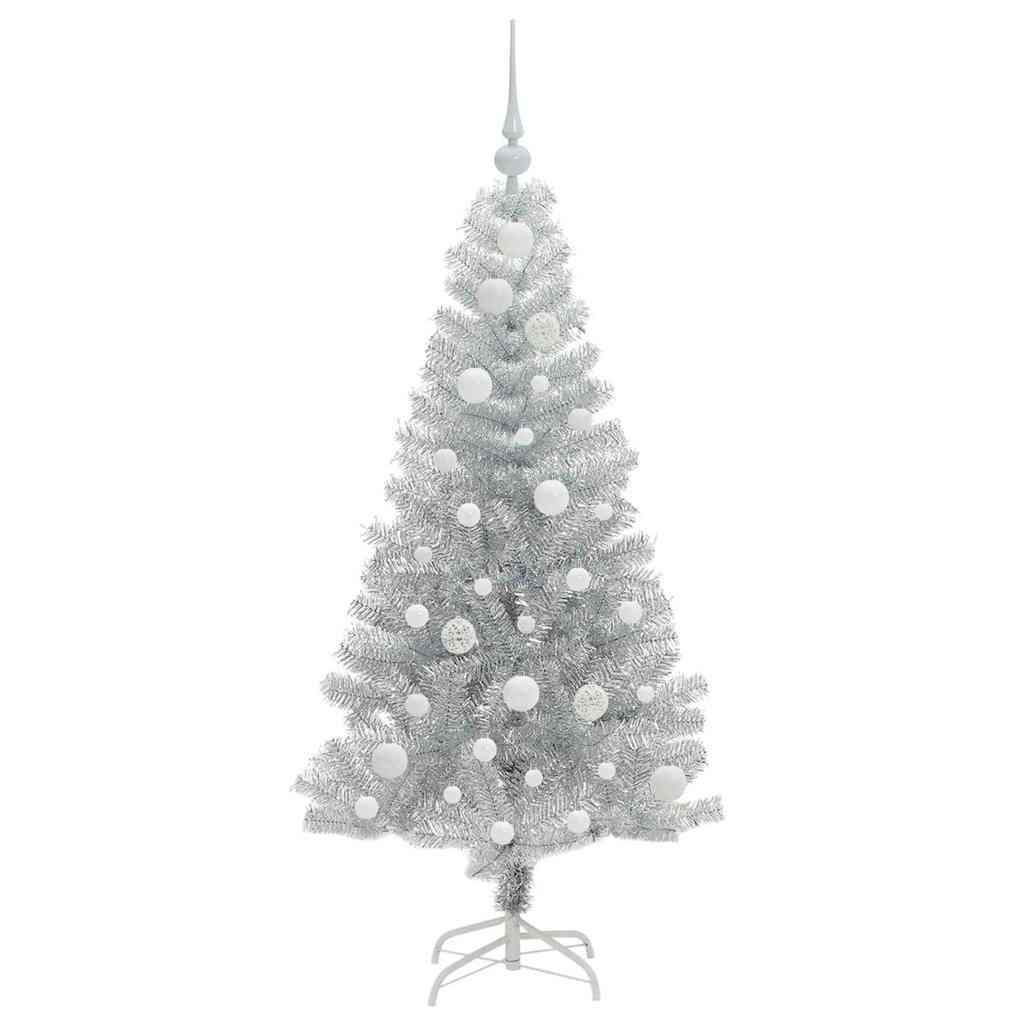 Božićno drvce s 150 LED svjetlima s stalakom Srebrno 120 cm PET