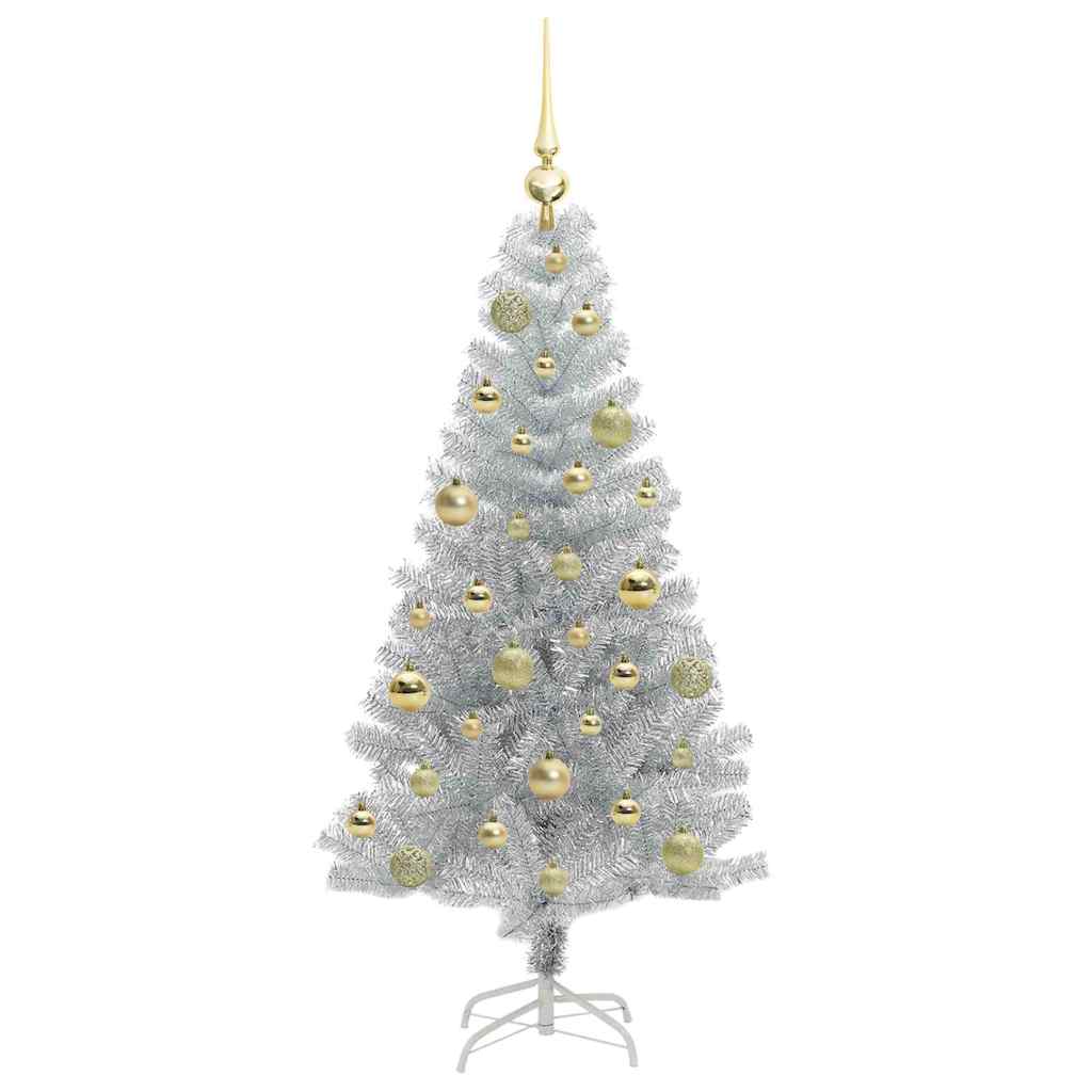 Božićno drvce s 150 LED svjetlima s stalakom Srebrno 120 cm PET