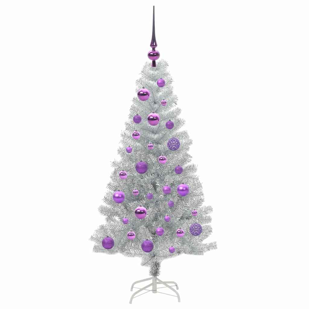 Božićno drvce s 150 LED svjetlima s stalakom Srebrno 120 cm PET