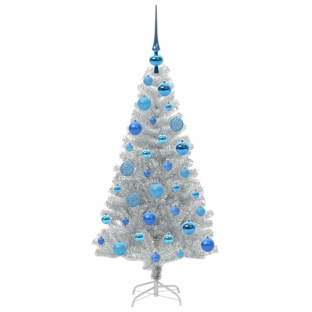 Božićno drvce s 150 LED svjetlima s stalakom Srebrno 120 cm PET