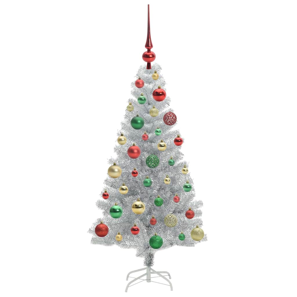 Božićno drvce s 150 LED svjetlima s stalakom Srebrno 120 cm PET