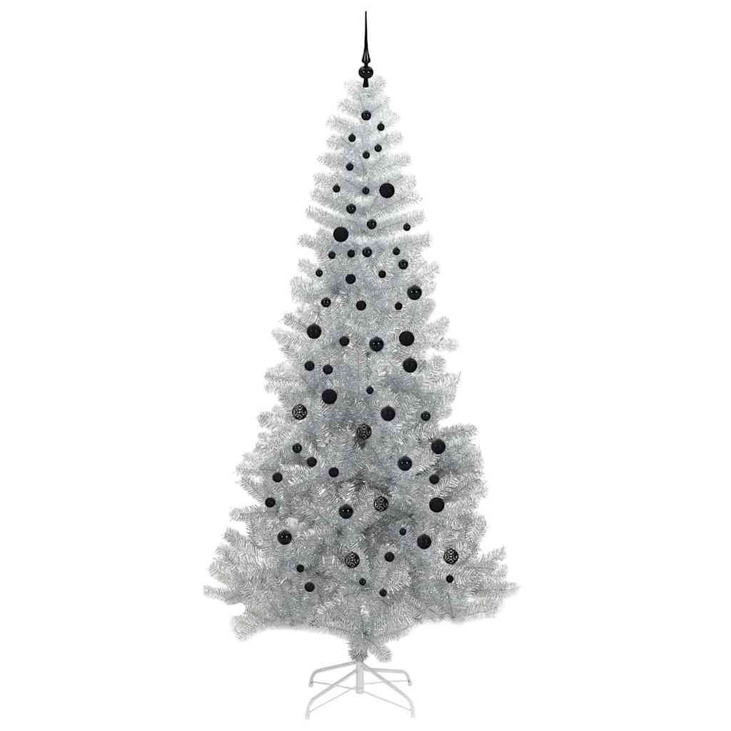 Božićno drvce s 300 LED svjetlima s stalakom Srebrno 240 cm PET