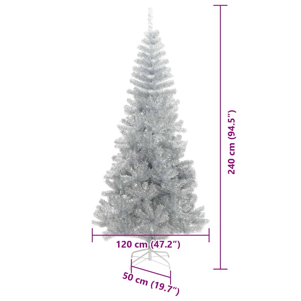 Božićno drvce s 300 LED svjetlima s stalakom Srebrno 240 cm PET