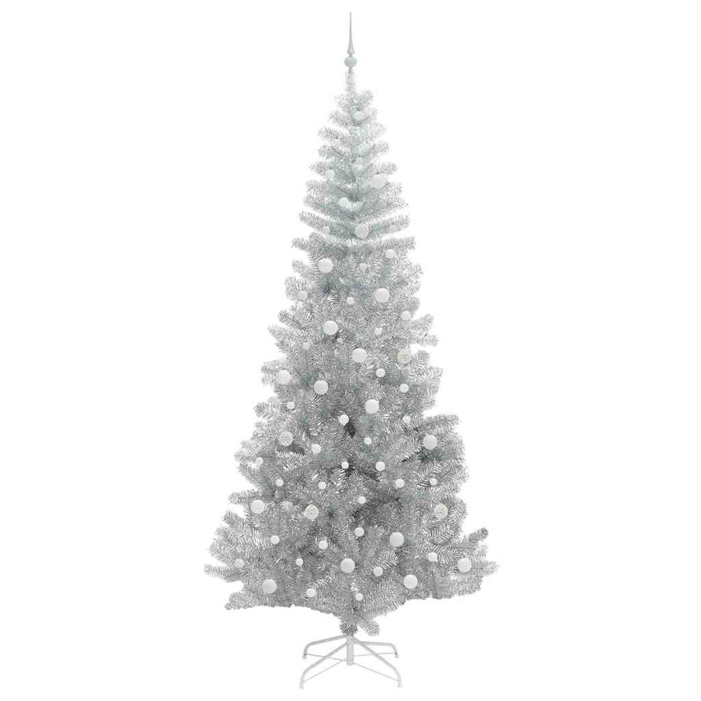 Božićno drvce s 300 LED svjetlima s stalakom Srebrno 240 cm PET
