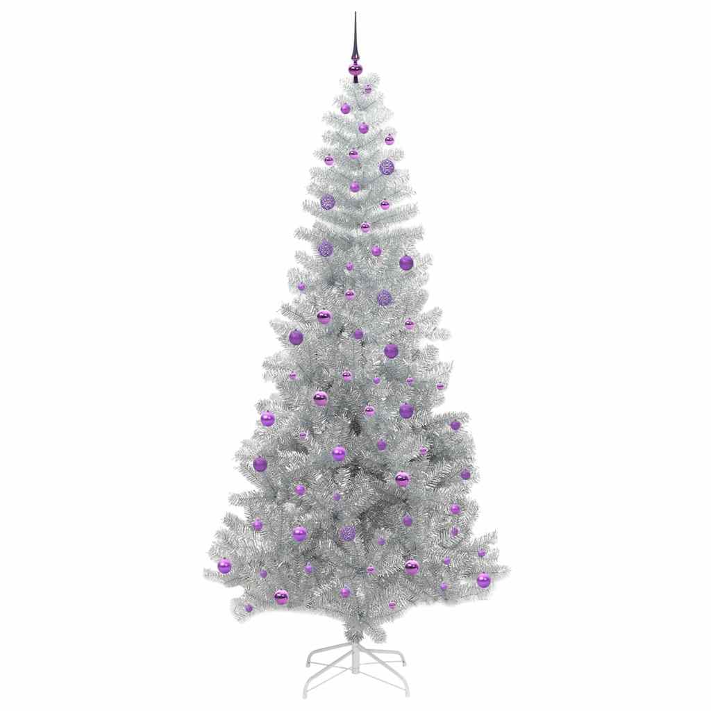 Božićno drvce s 300 LED svjetlima s stalakom Srebrno 240 cm PET