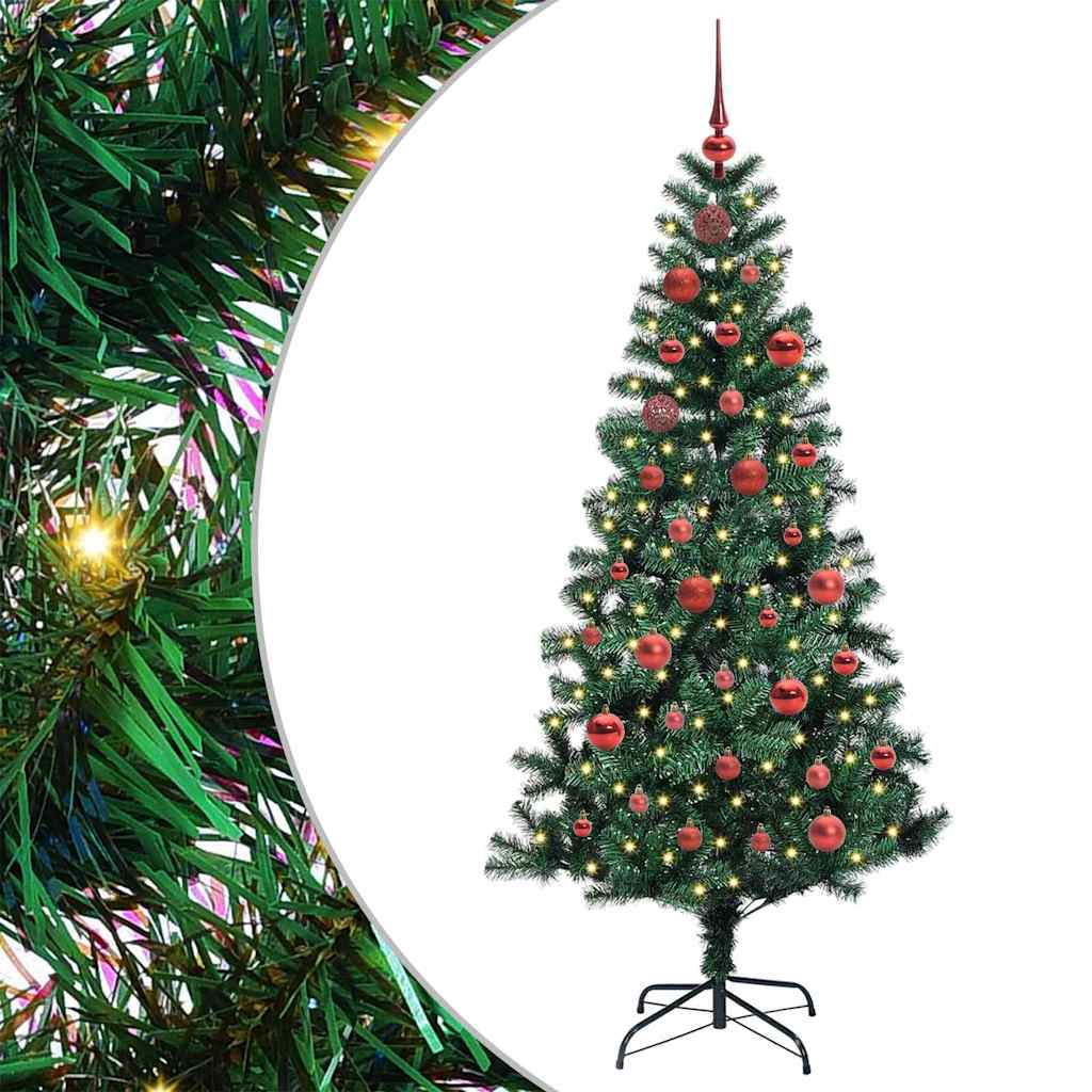 Umjetno predsvijetljeno božićno drvce Zelena 150 cm PVC i metal