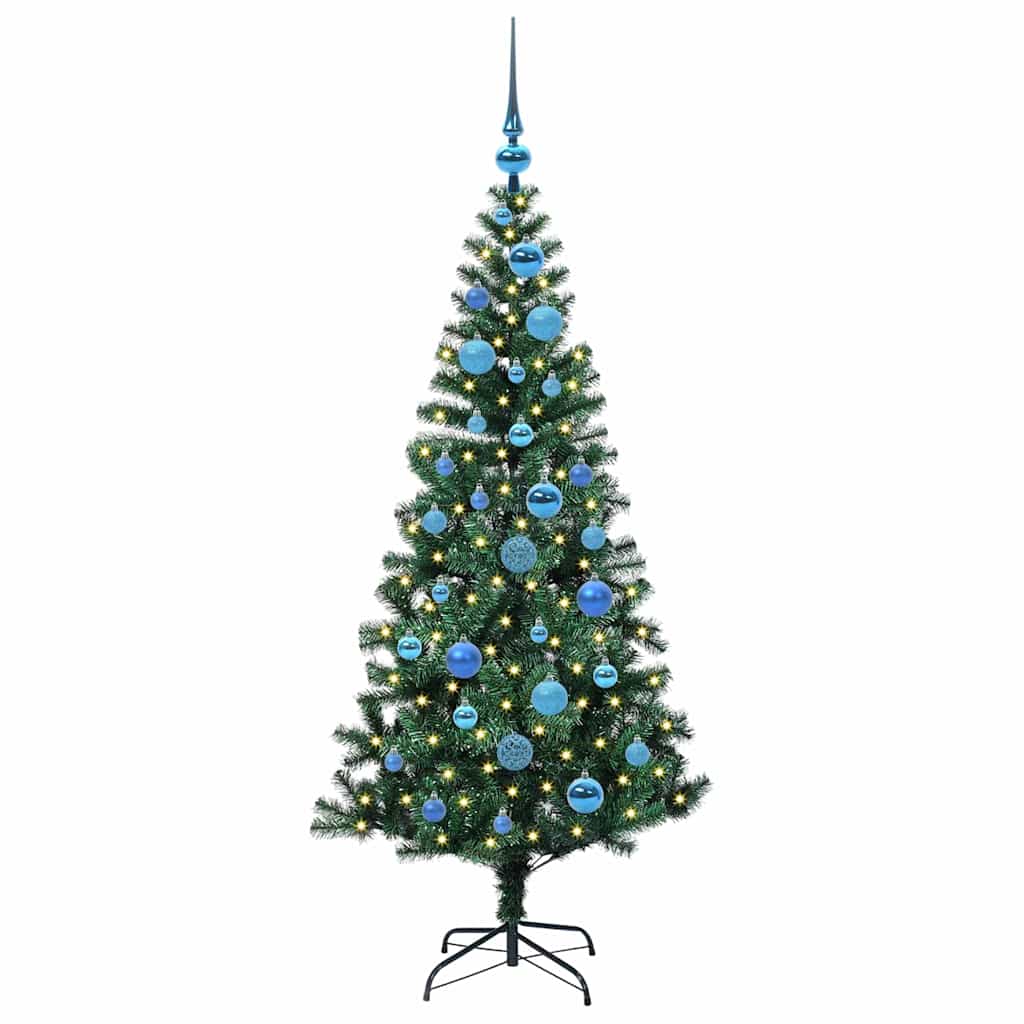 Umjetno predsvijetljeno božićno drvce Zelena 150 cm PVC i metal