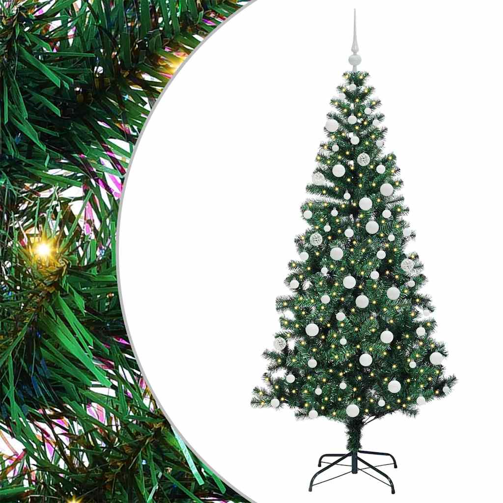 Umjetno predsvijetljeno božićno drvce Zelena 180 cm PVC i metal
