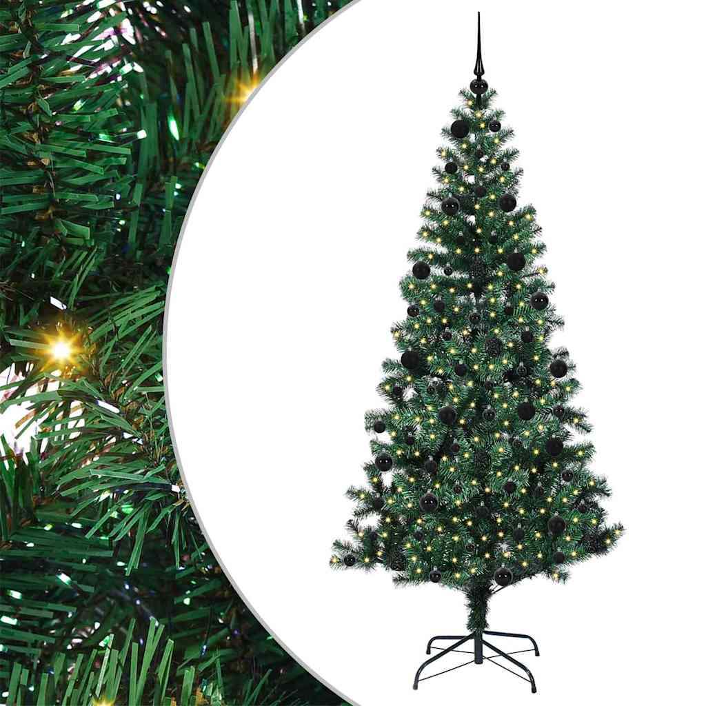 Umjetno predsvijetljeno božićno drvce Zelena 210 cm PVC i metal