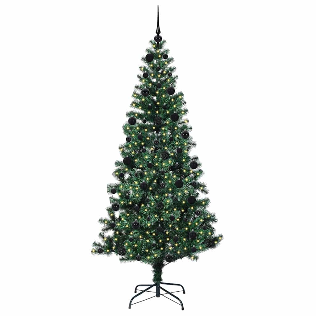 Umjetno predsvijetljeno božićno drvce Zelena 210 cm PVC i metal