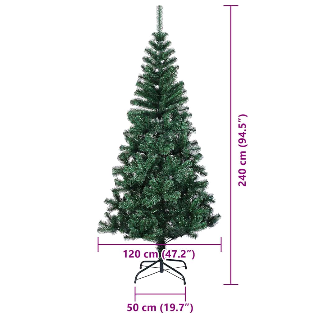 Umjetno predsvijetljeno božićno drvce Zelena 240 cm PVC i metal