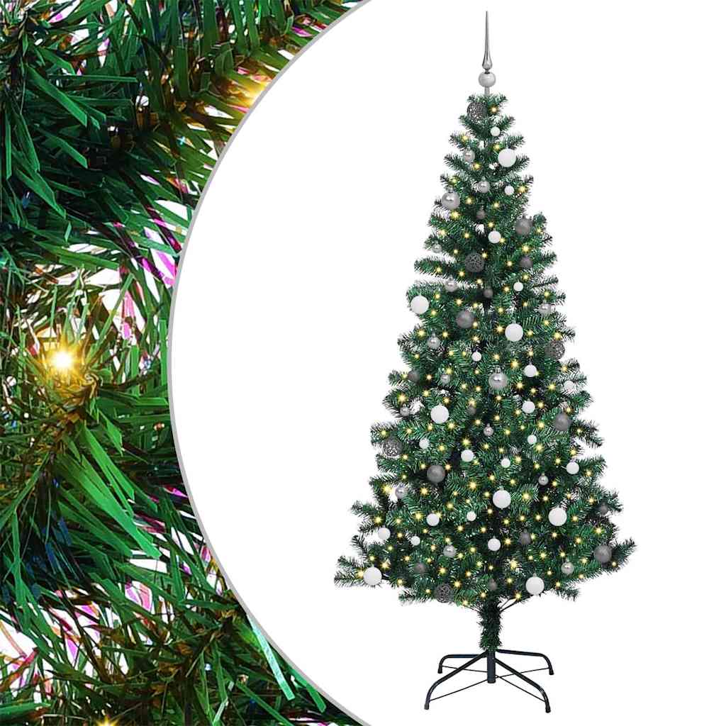 Umjetno predsvijetljeno božićno drvce Zelena 240 cm PVC i metal