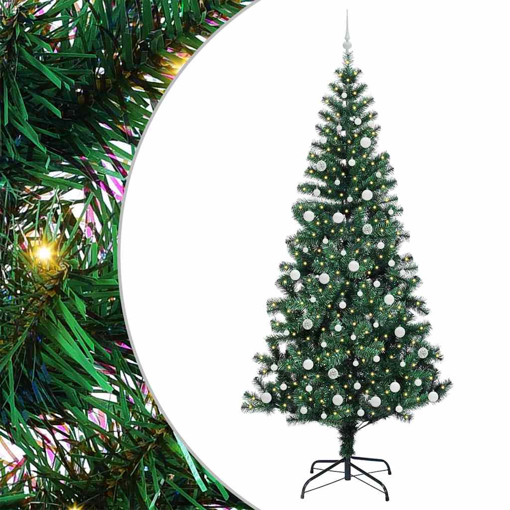 Umjetno predsvijetljeno božićno drvce Zelena 240 cm PVC i metal