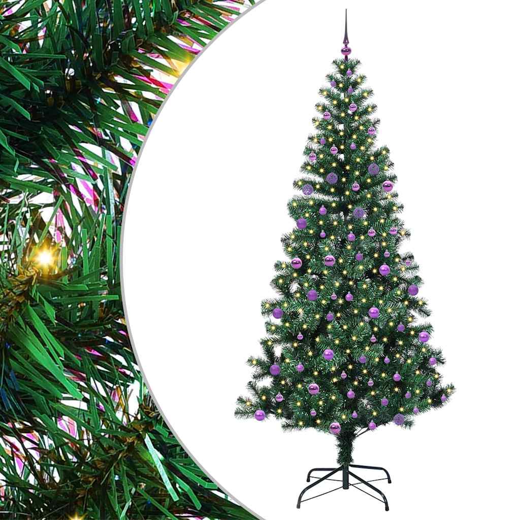 Umjetno predsvijetljeno božićno drvce Zelena 240 cm PVC i metal