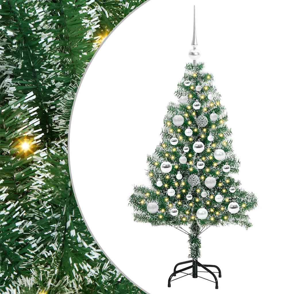 Umjetno Božićno Drvo s Snježnim Flokom i LED Svjetlom 120 cm