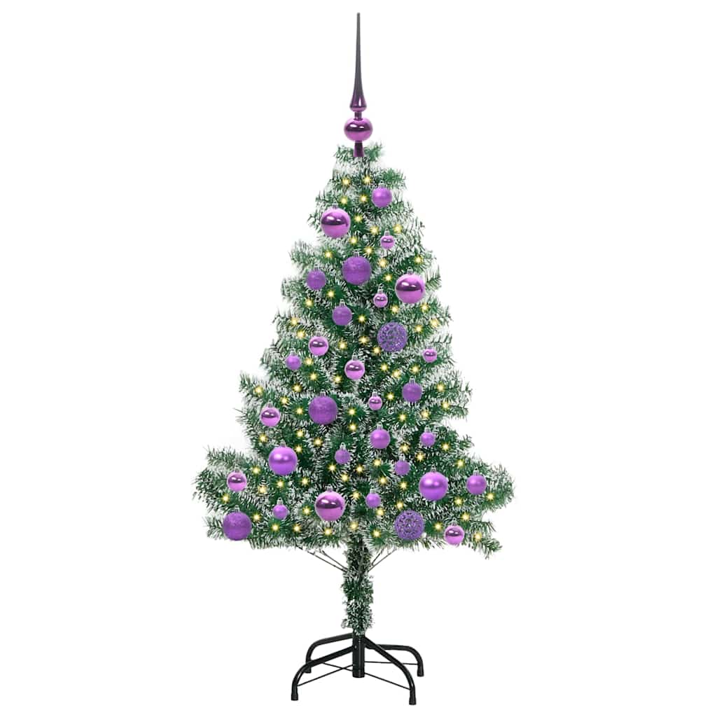 Umjetno Božićno Drvo s Snježnim Flokom i LED Svjetlom 120 cm