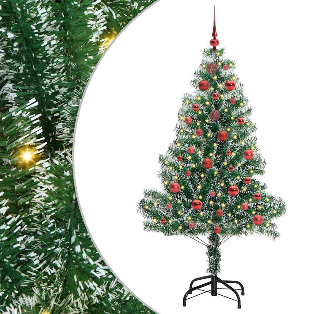 Umjetno Božićno Drvo s Snježnim Flokom i LED Svjetlom 150 cm