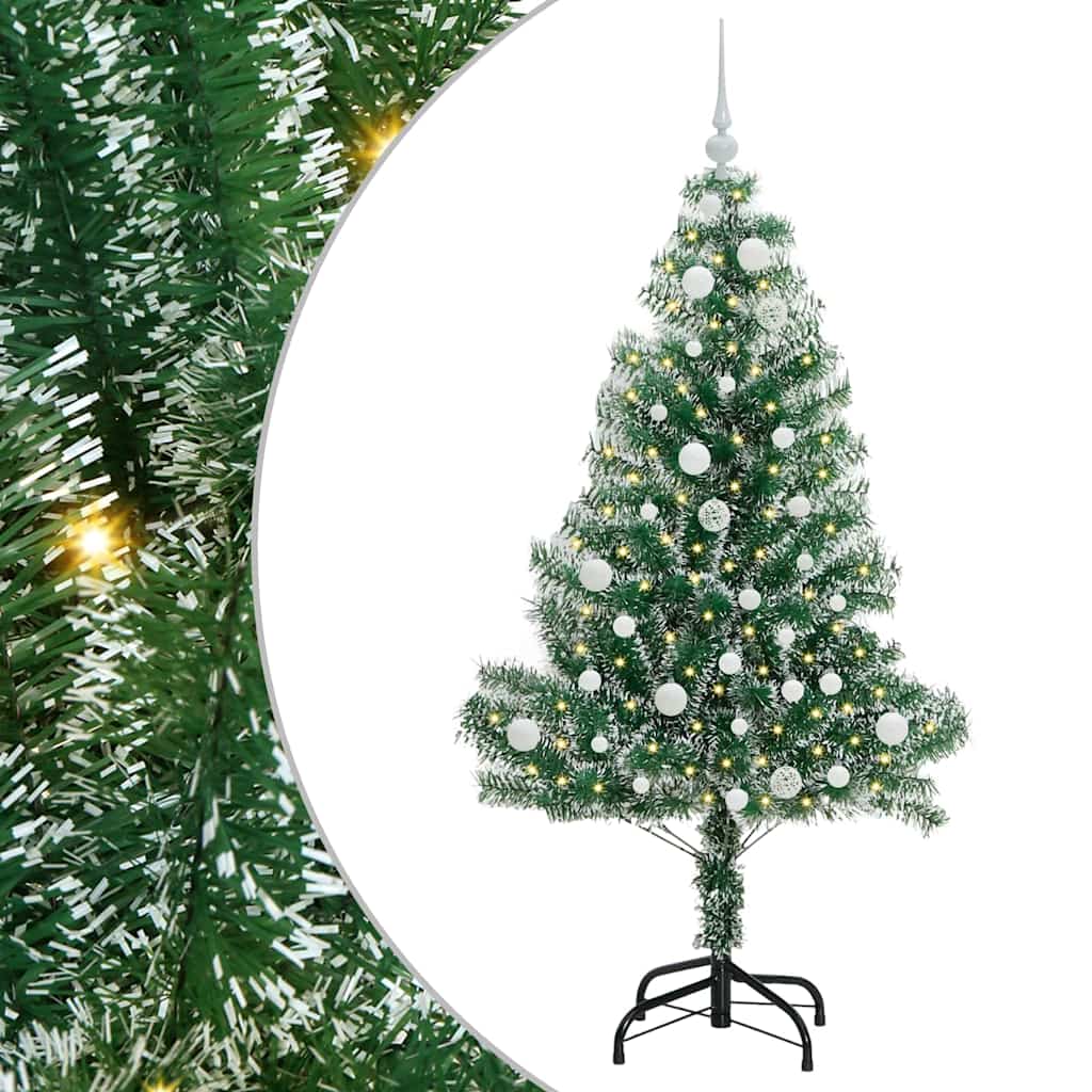 Umjetno Božićno Drvo s Snježnim Flokom i LED Svjetlom 150 cm