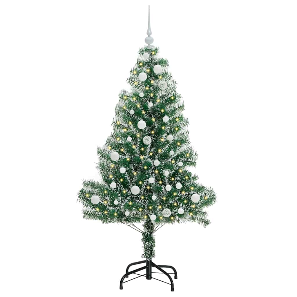 Umjetno Božićno Drvo s Snježnim Flokom i LED Svjetlom 150 cm