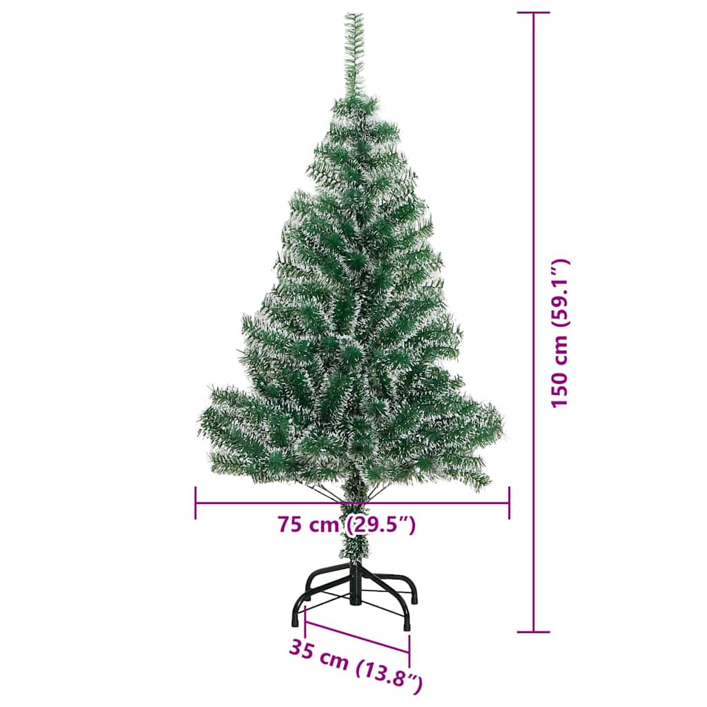 Umjetno Božićno Drvo s Snježnim Flokom i LED Svjetlom 150 cm
