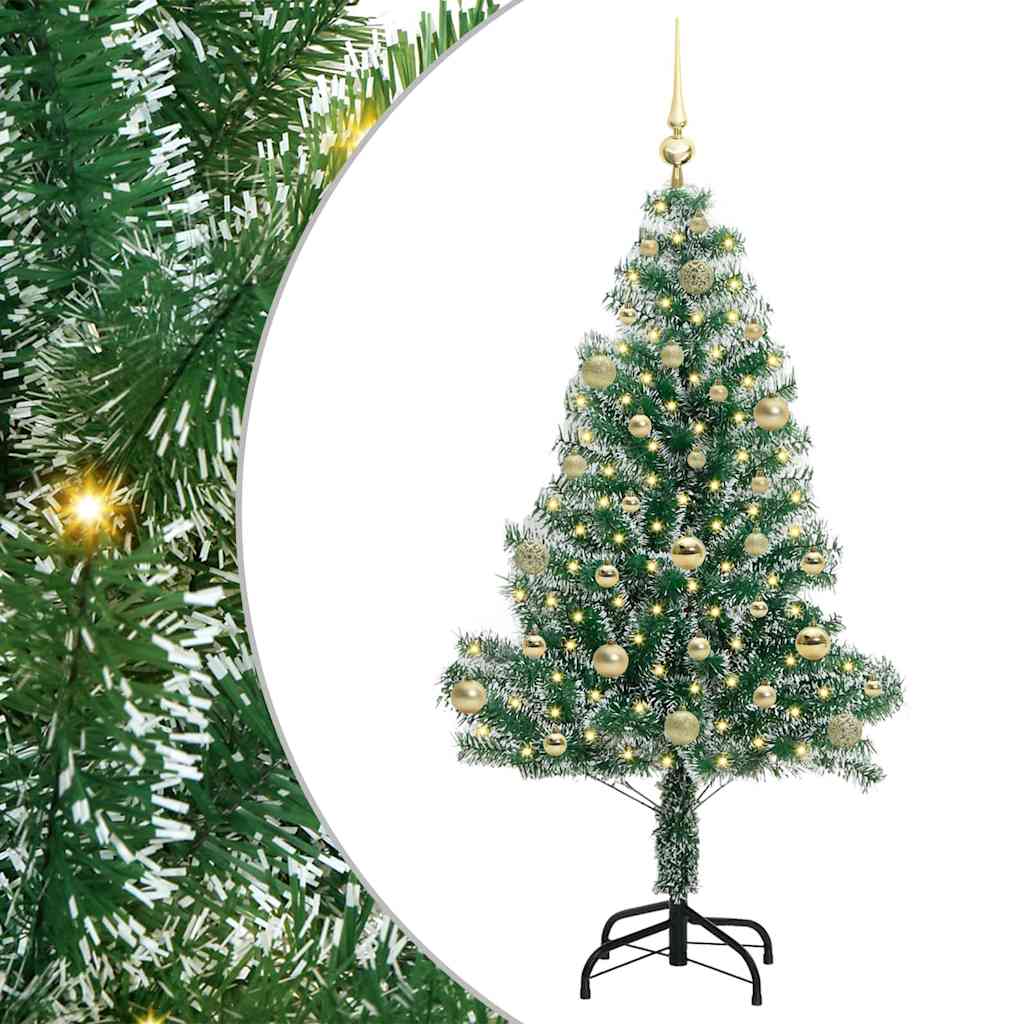 Umjetno Božićno Drvo s Snježnim Flokom i LED Svjetlom 150 cm