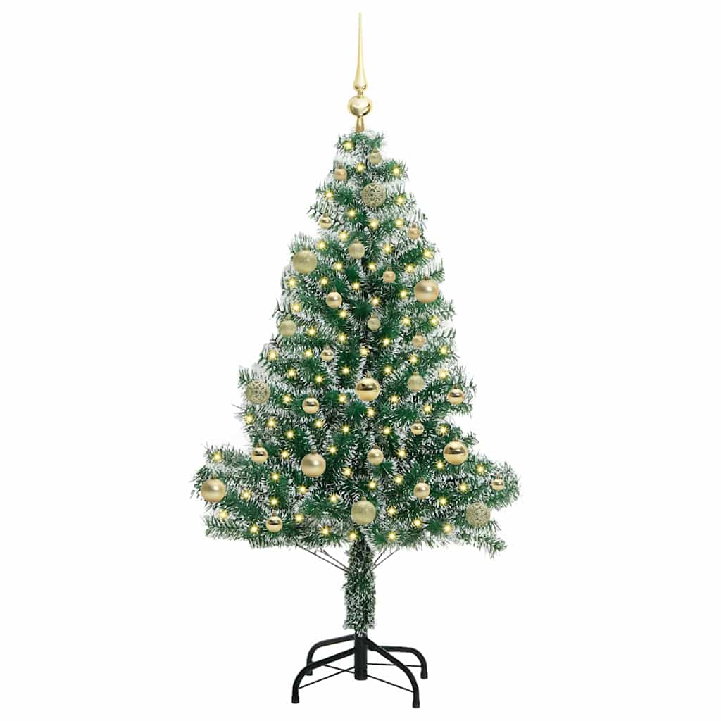 Umjetno Božićno Drvo s Snježnim Flokom i LED Svjetlom 150 cm