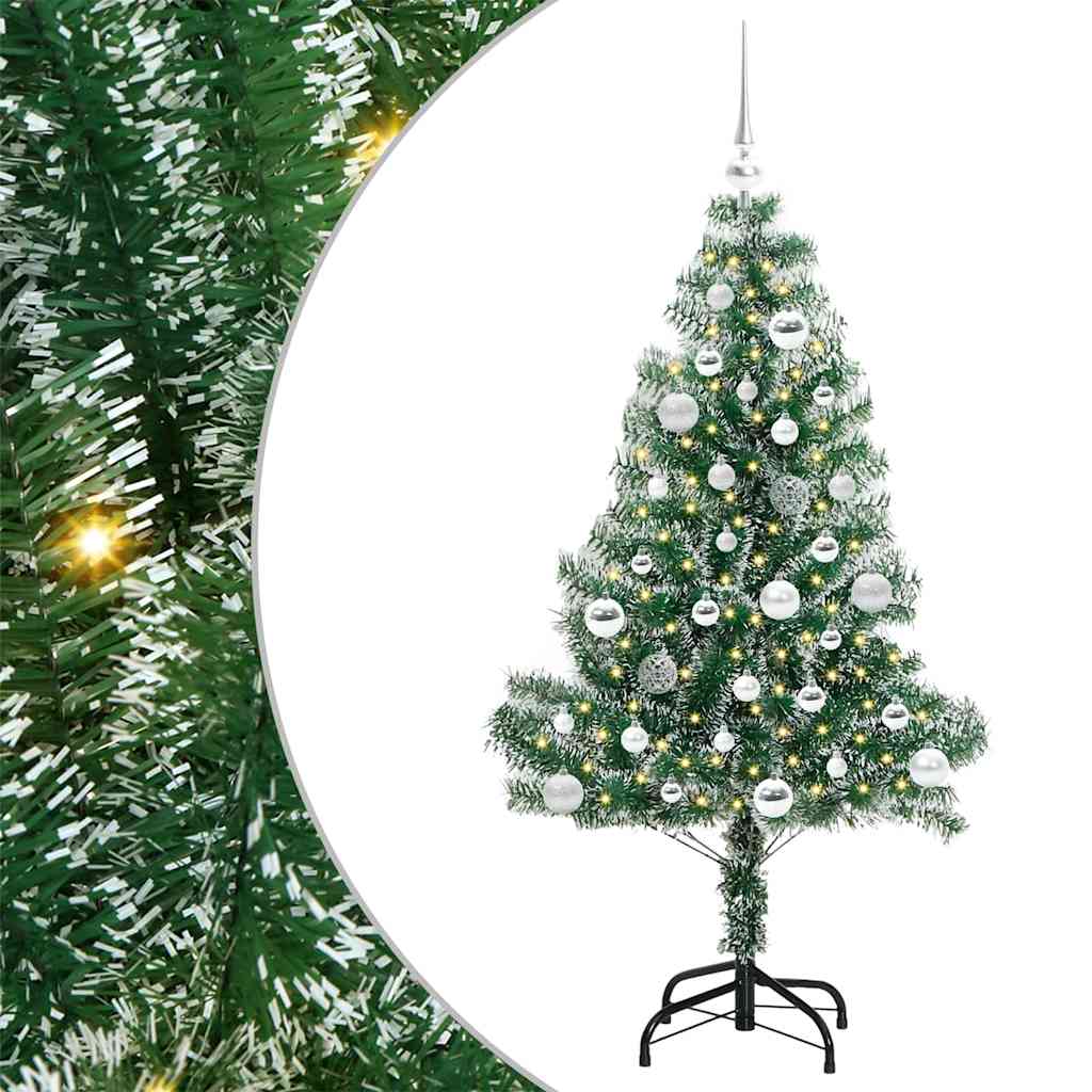 Umjetno Božićno Drvo s Snježnim Flokom i LED Svjetlom 150 cm