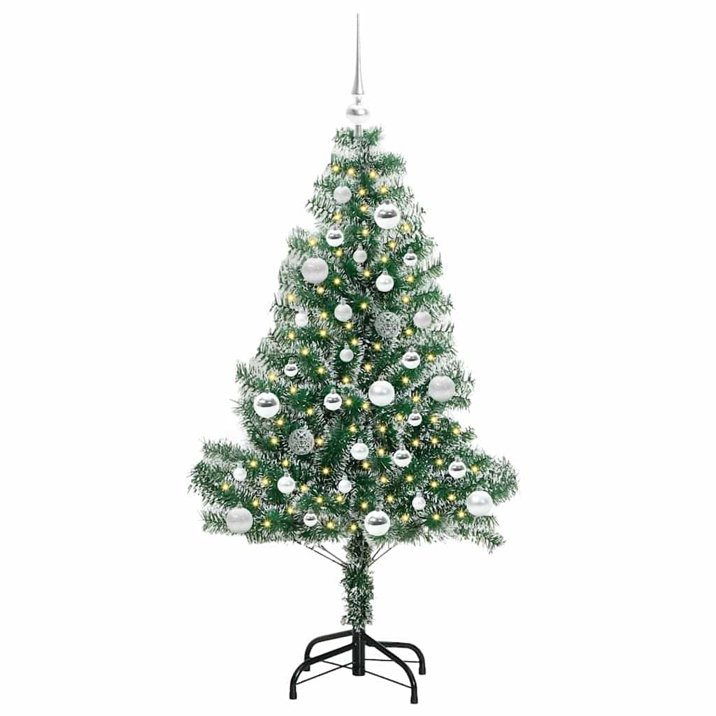Umjetno Božićno Drvo s Snježnim Flokom i LED Svjetlom 150 cm