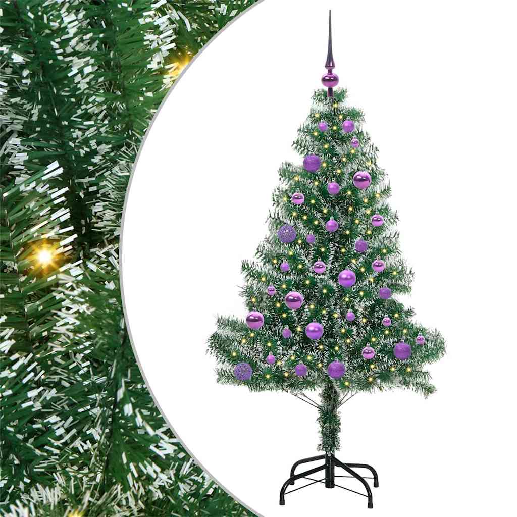 Umjetno Božićno Drvo s Snježnim Flokom i LED Svjetlom 150 cm