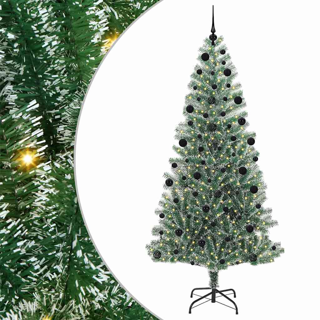 Umjetno Božićno Drvo s Snježnim Flokom i LED Svjetlom 210 cm
