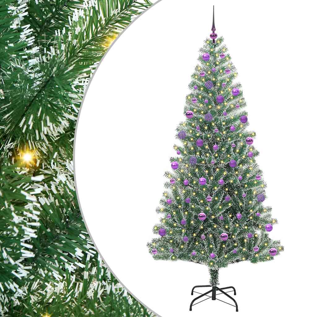 Umjetno Božićno Drvo s Snježnim Flokom i LED Svjetlom 210 cm