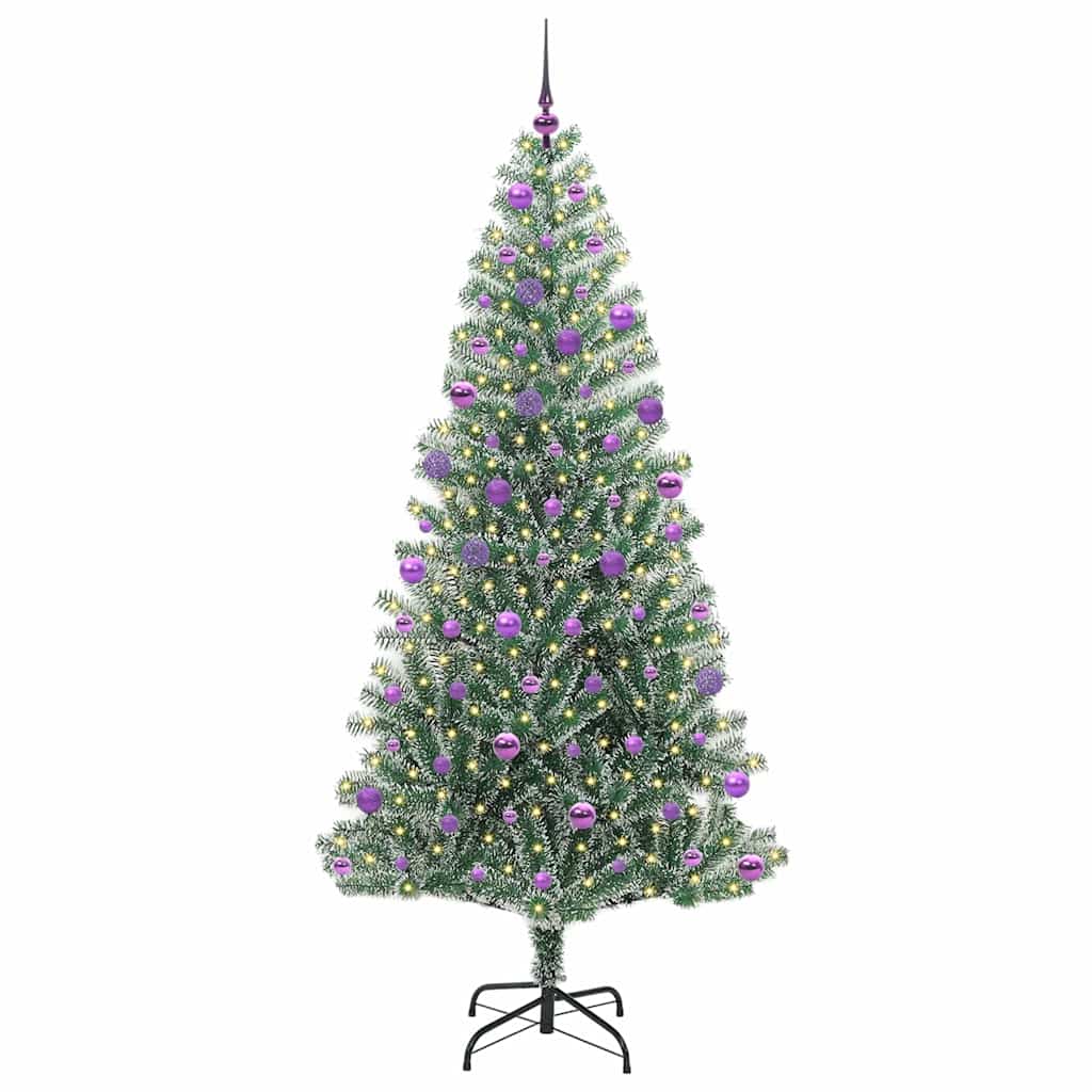 Umjetno Božićno Drvo s Snježnim Flokom i LED Svjetlom 210 cm