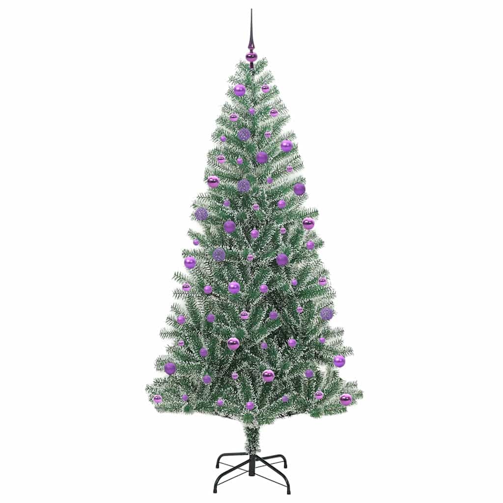 Umjetno Božićno Drvo s Snježnim Flokom i LED Svjetlom 210 cm