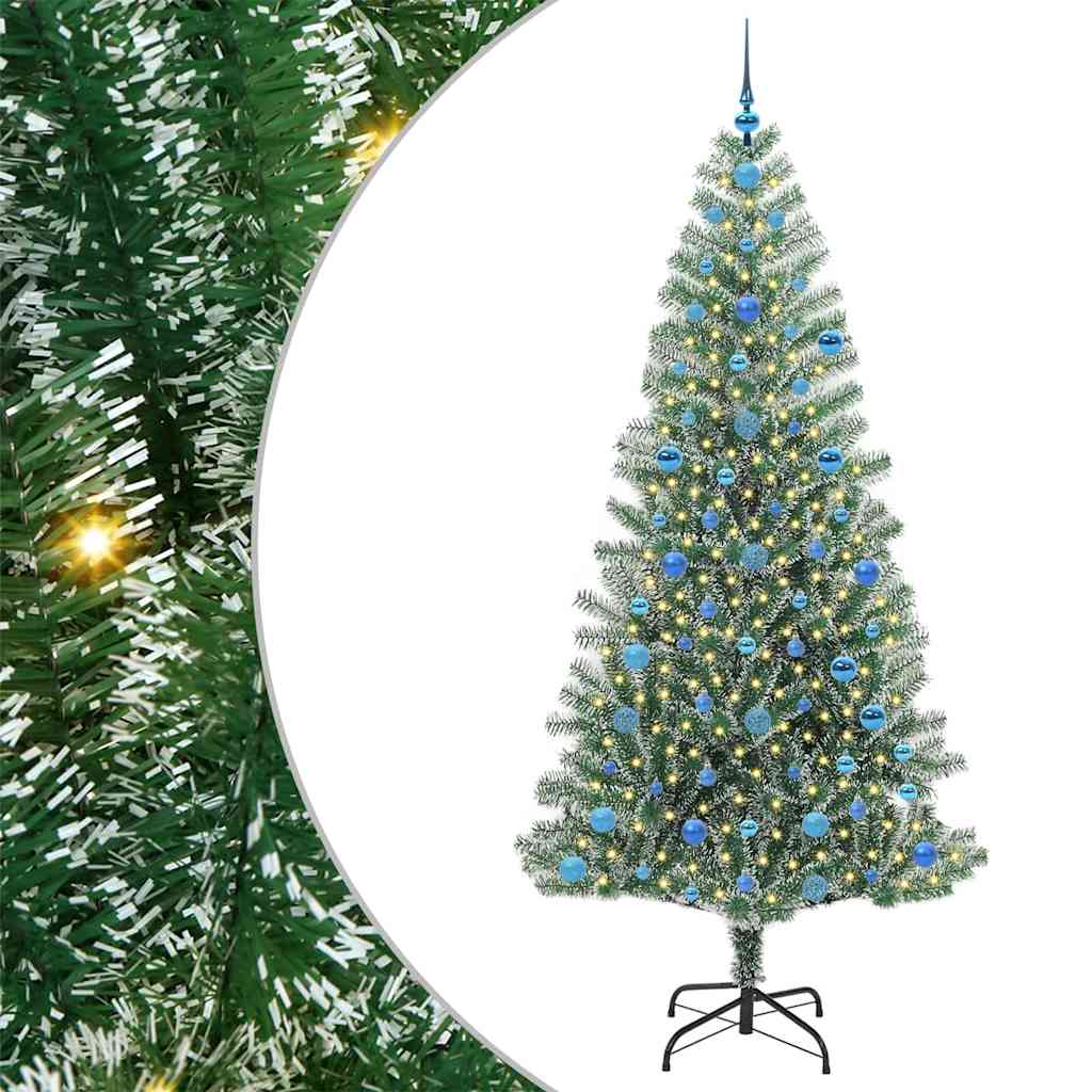 Umjetno Božićno Drvo s Snježnim Flokom i LED Svjetlom 210 cm