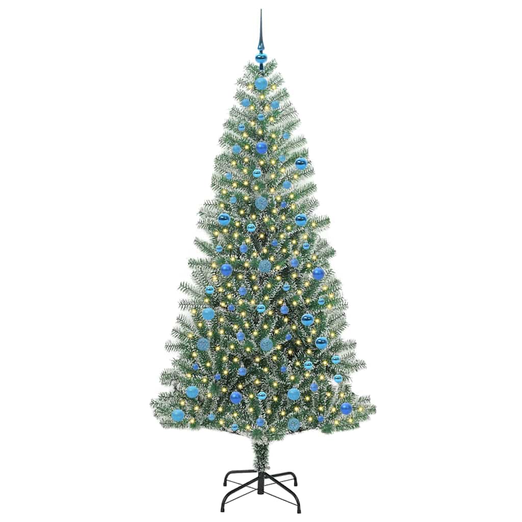 Umjetno Božićno Drvo s Snježnim Flokom i LED Svjetlom 210 cm