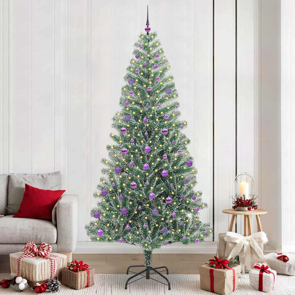 Umjetno Božićno Drvo s Snježnim Flokom i LED Svjetlom 240 cm