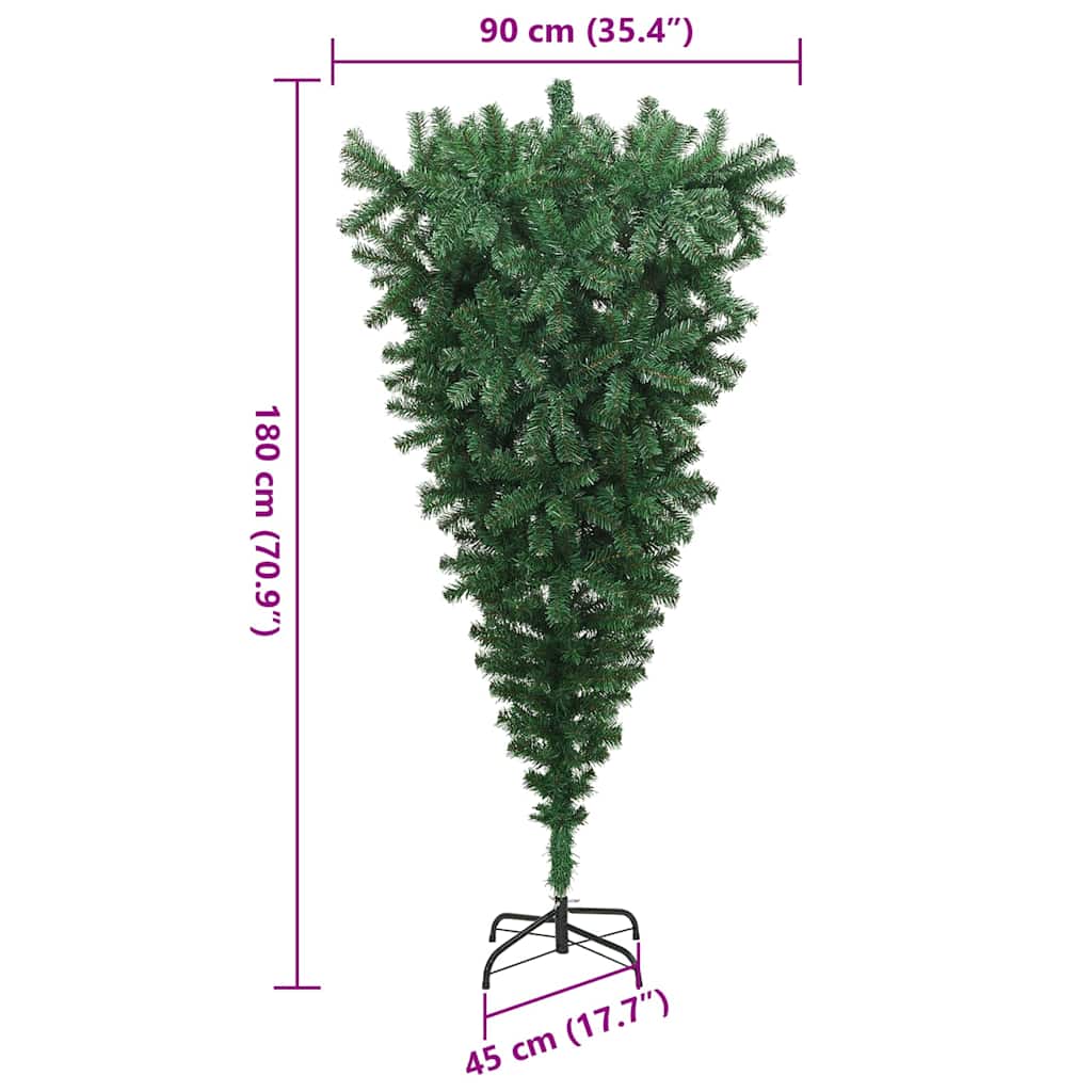 Umjetna božićna jelka naopako s setom kuglica Zelena 180 cm PVC