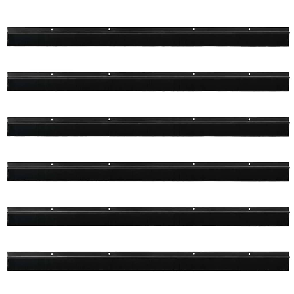 Držač četke za vrata 6 pcs Crna 100 cm Aluminijski legura