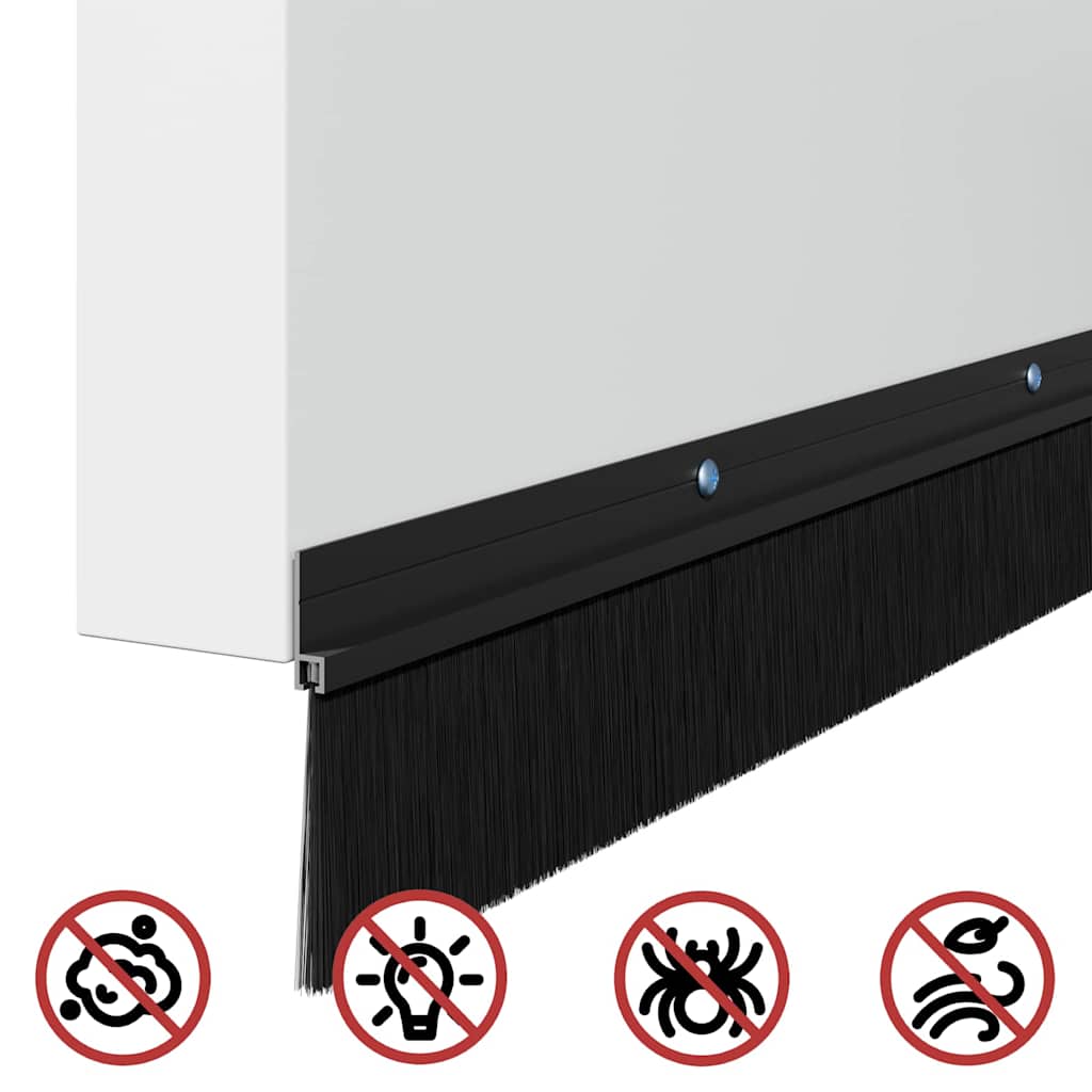 Držač četke za vrata 6 pcs Crna 100 cm Aluminijski legura