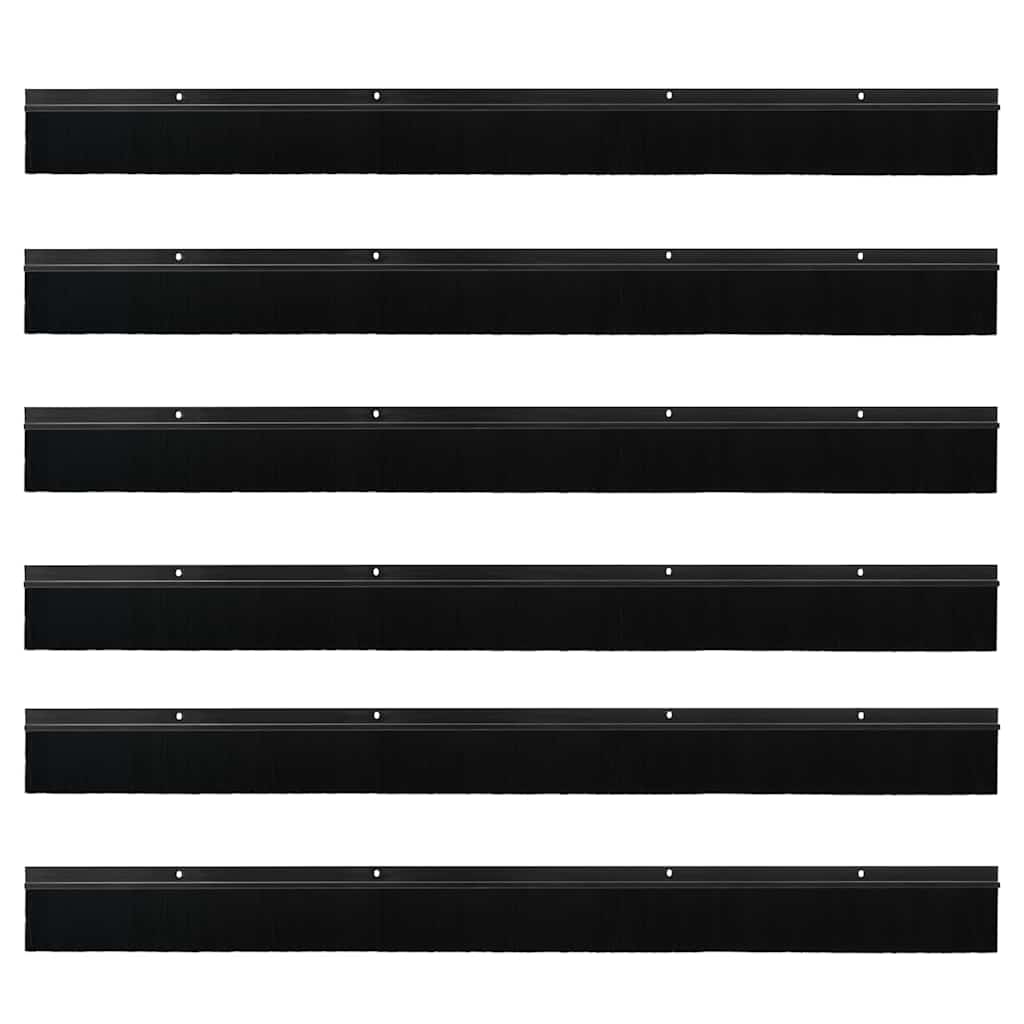 Držač četke za vrata 6 pcs Crna 100 cm Aluminijski legura