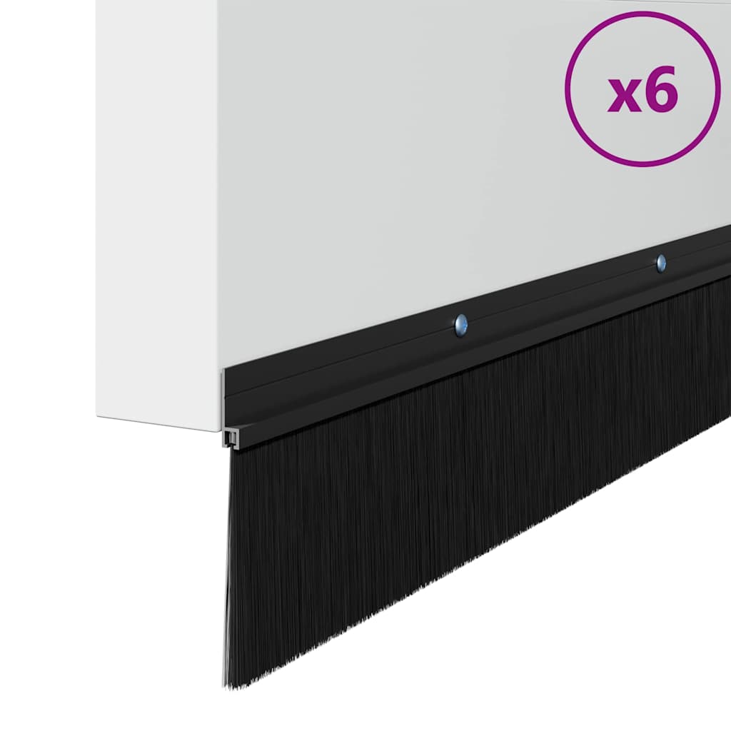 Držač četke za vrata 6 pcs Crna 100 cm Aluminijski legura