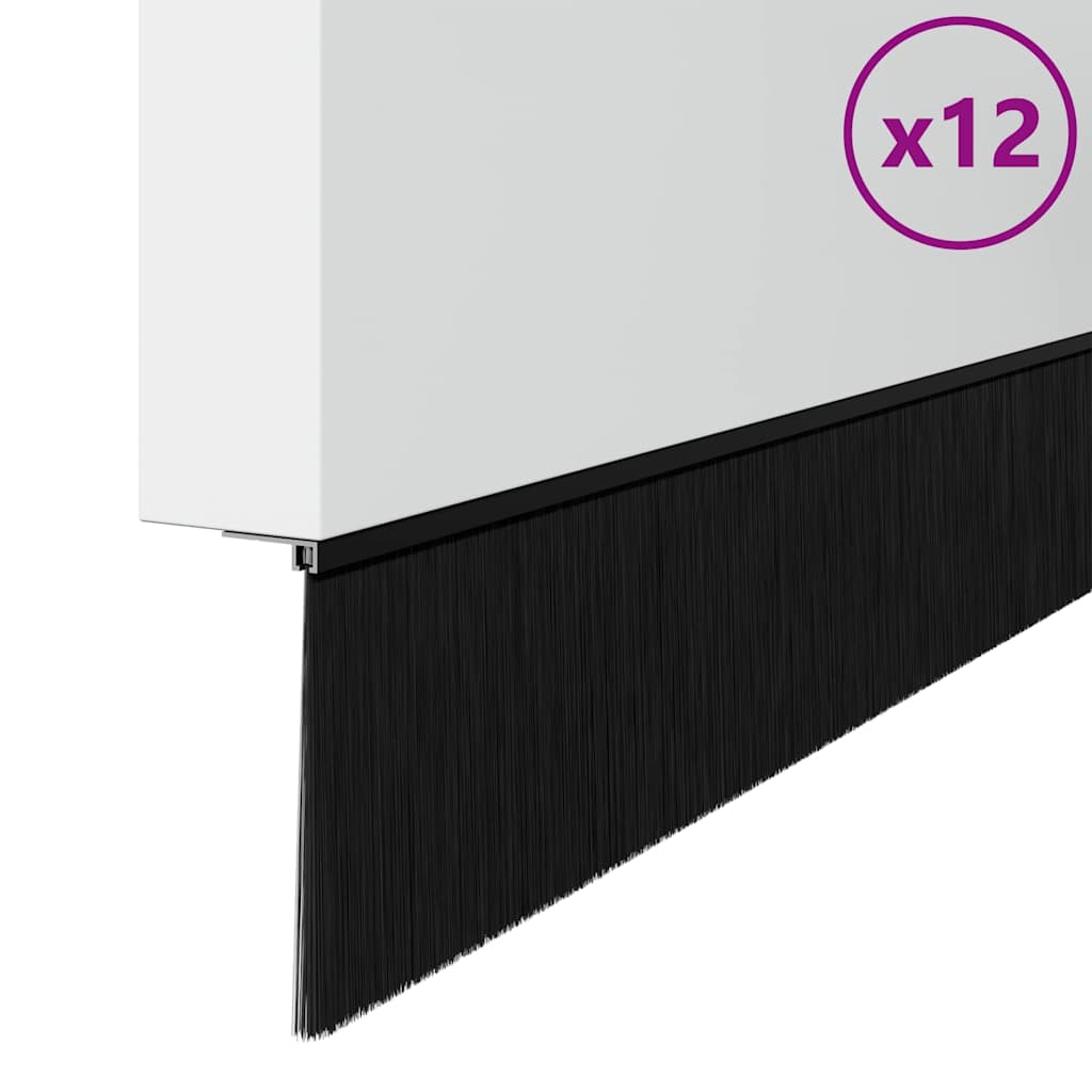 Držač četke za vrata 12 pcs Crna 100 cm Aluminijski legura