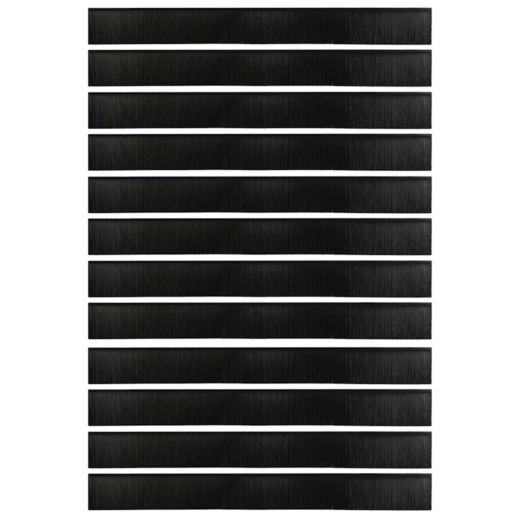 Držač četke za vrata 12 pcs Crna 100 cm Aluminijski legura